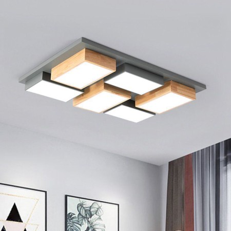 Geometric Wood Ceiling Lamp Modern LED Acrylic Ceiling Light