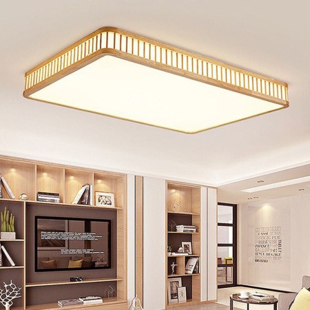 Rectangular Rubber Wood Ceiling Light LED Acrylic Ceiling Light