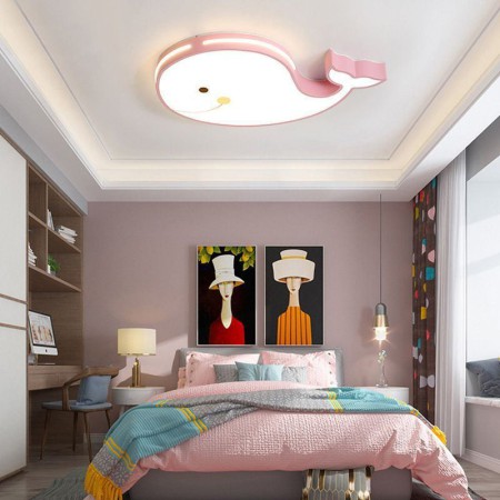 Dolphin-Patterned Dimmable LED Ceiling Light Children's Bedroom Ceiling Fixture